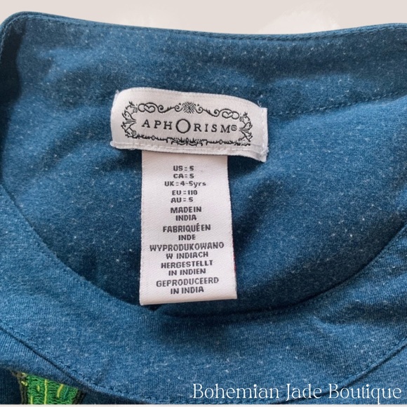 APHORISM Girls Patch Dress Denim Blue - Picture 5 of 6